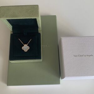 Van Cleef & Arpels Gold and White Clover Pendant Necklace